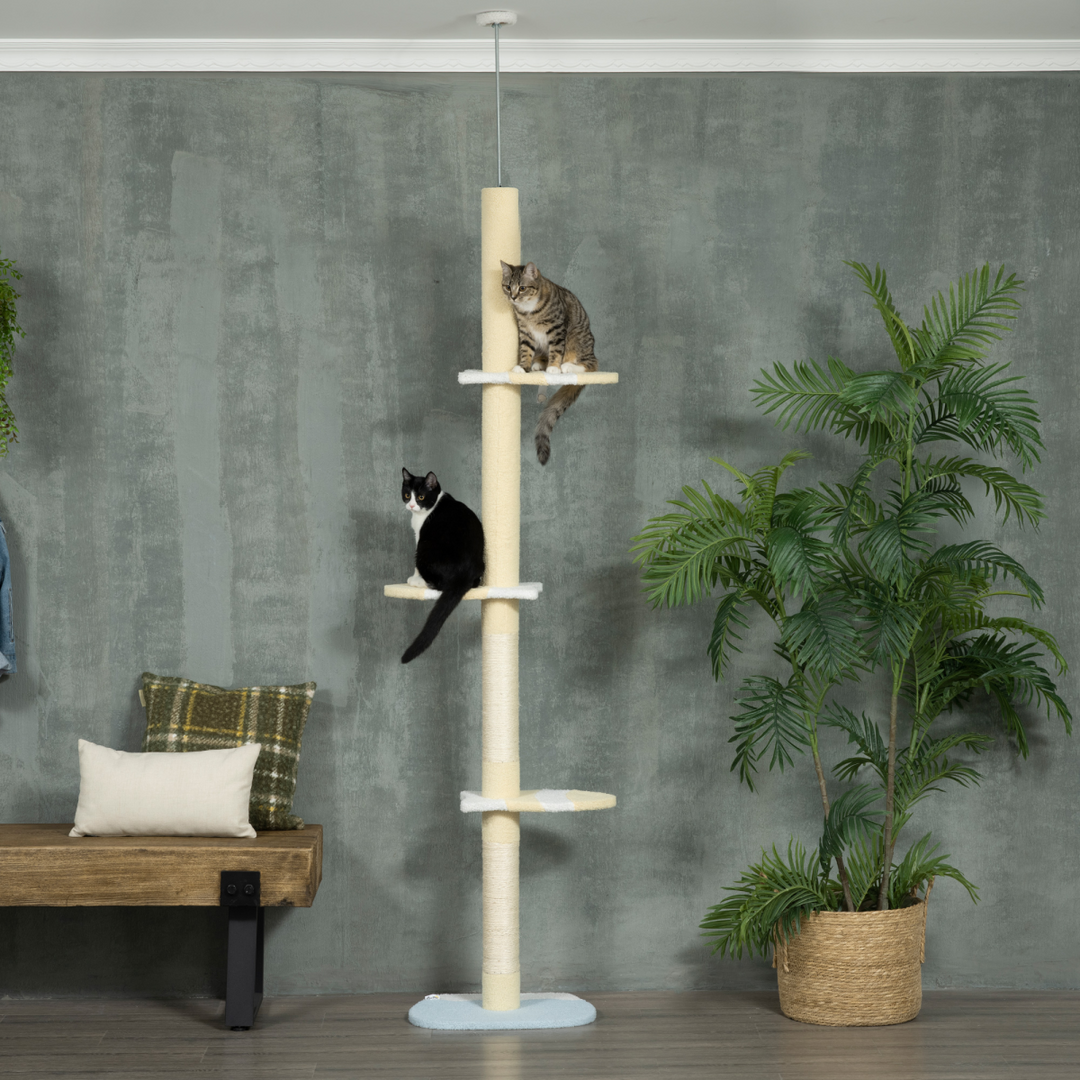 Elevate Feline Fun: 260cm Adjustable Cat Tree with Anti-Slip Stability - Yellow