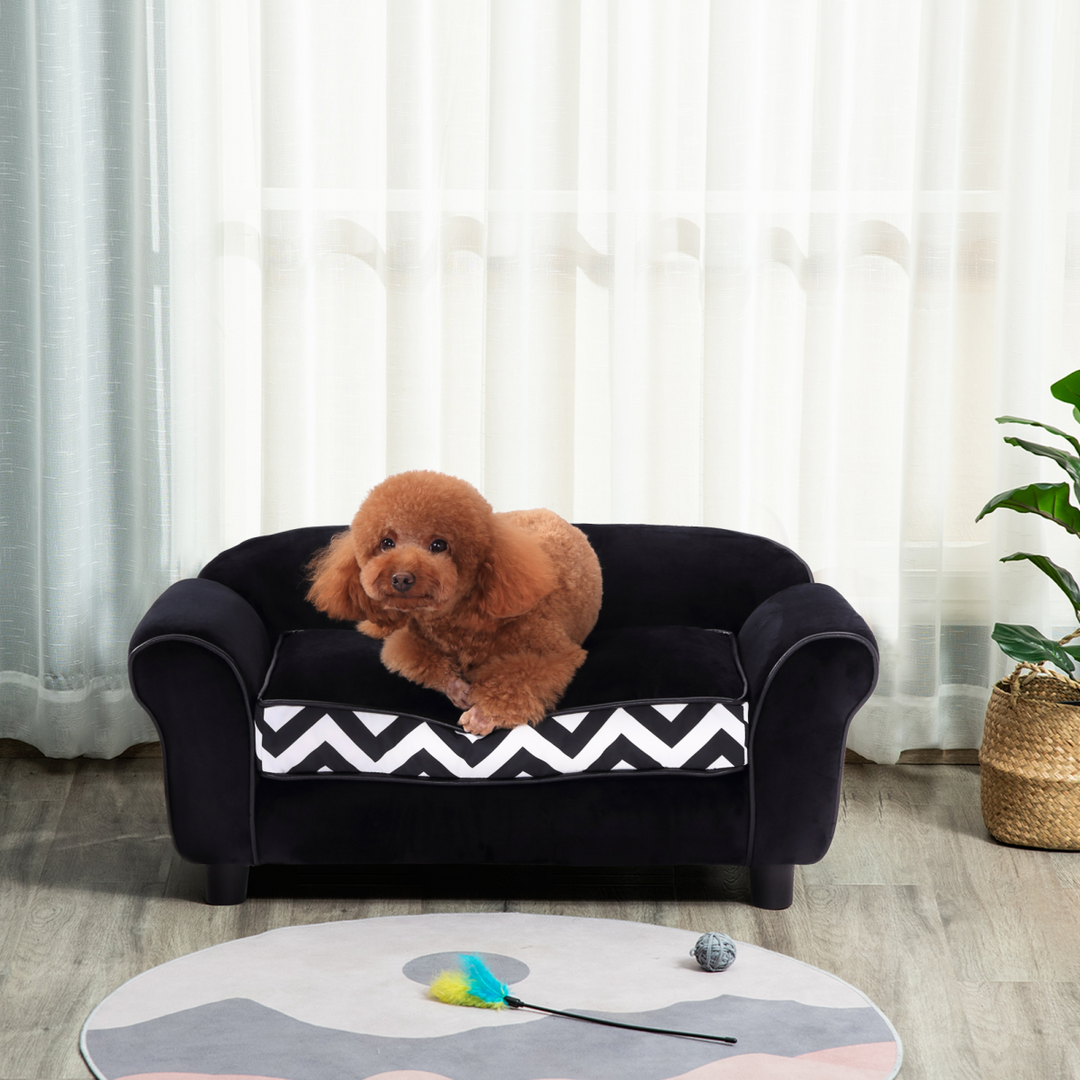 Cozy Black Pet Sofa: Removable Cushion for XS Dogs & Cats - Ultimate Comfort!
