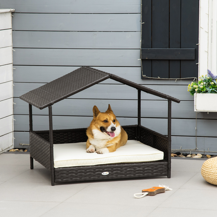 CozyWag Wicker Pet Bed with Cushion - Stylish Dog & Cat House for All Weather