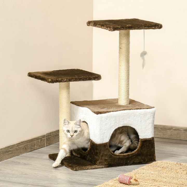 Deluxe Cat Tree with Sisal Scratching Posts, Cozy Perches & Toy - Pawhut