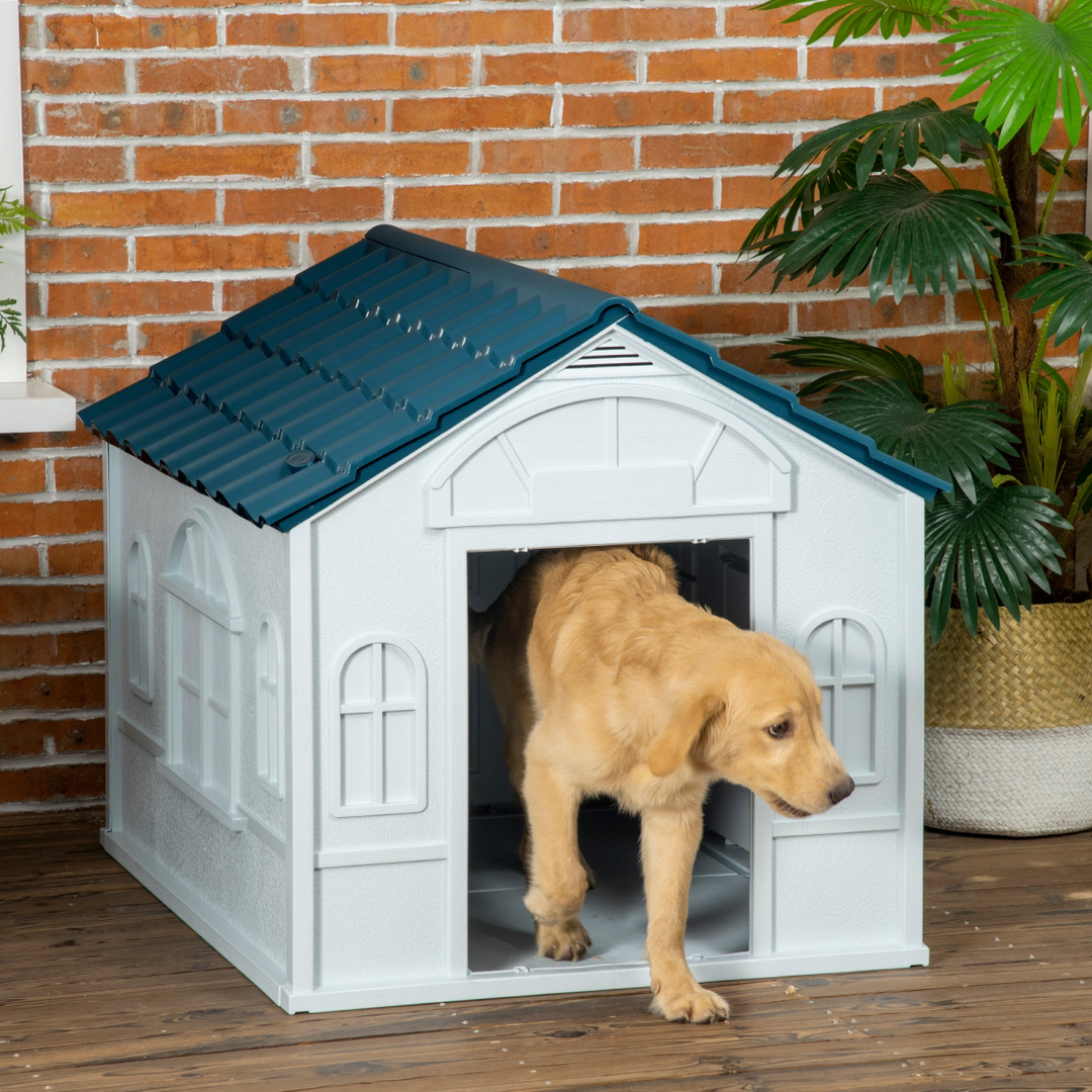 PawHut Blue Weather-Resistant Dog House – Stylish Shelter for Large Breed
