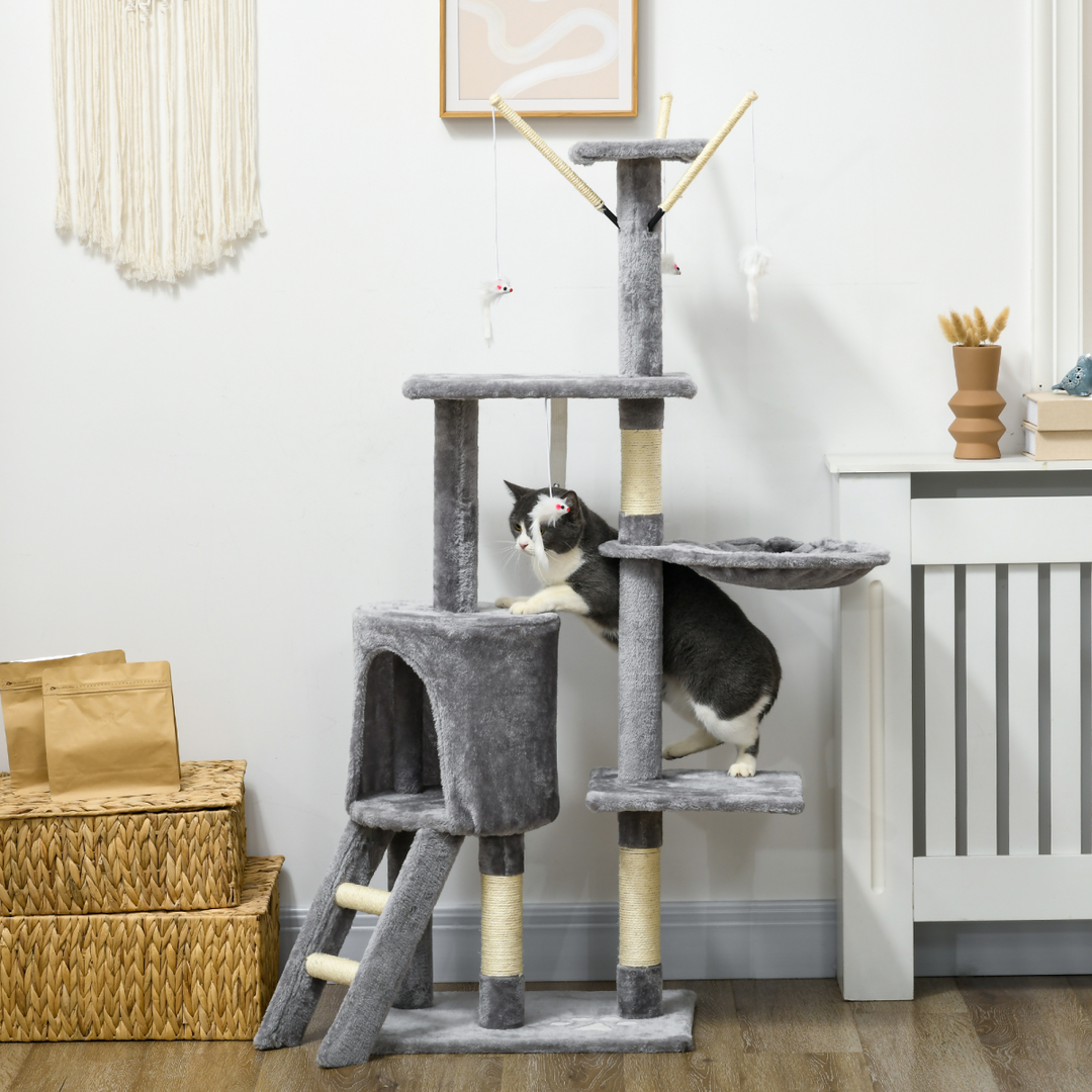 PawHut 5-Tier Cat Tree: Ultimate Activity Centre & Scratching Post in Grey