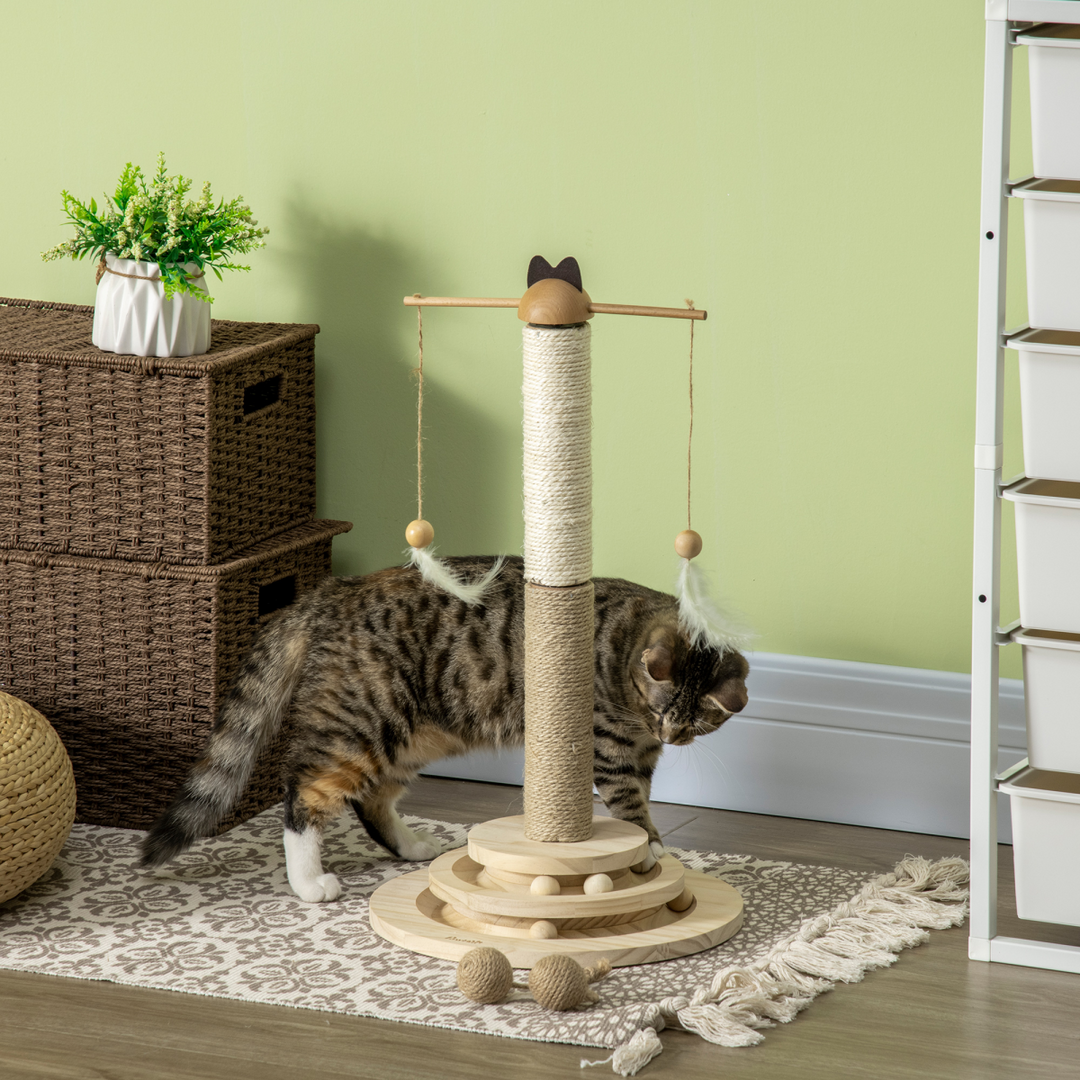 Deluxe 56cm Cat Tree with Interactive Turntable Toy & Durable Scratching Post