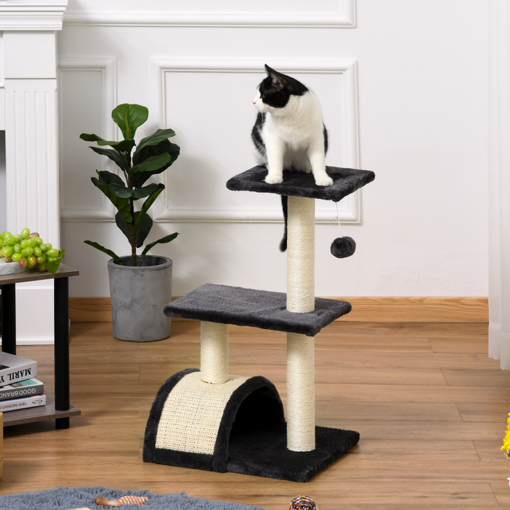 Ultimate Cat Tree with Scratching Posts & Hanging Ball - Grey Pawhut