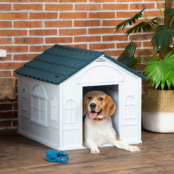 PawHut Weather-Resistant Dog House - Spacious Puppy Shelter for Medium Dogs