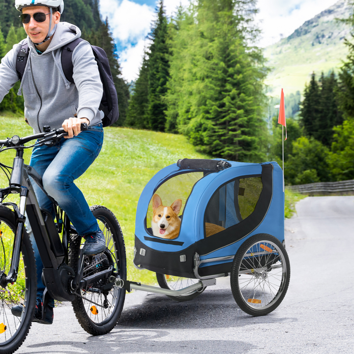 Adventure Awaits: Deluxe Dog Bike Trailer & Cat Carrier in Black & Blue