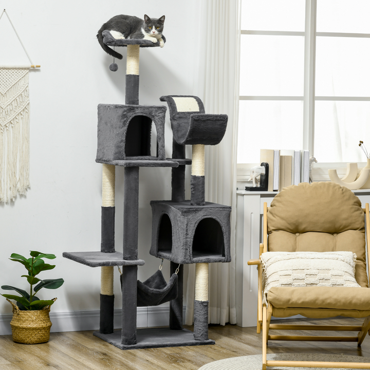 Ultimate PawHut 177cm Cat Tree: Modern Indoor Adventure with Hammock & Scratching Post