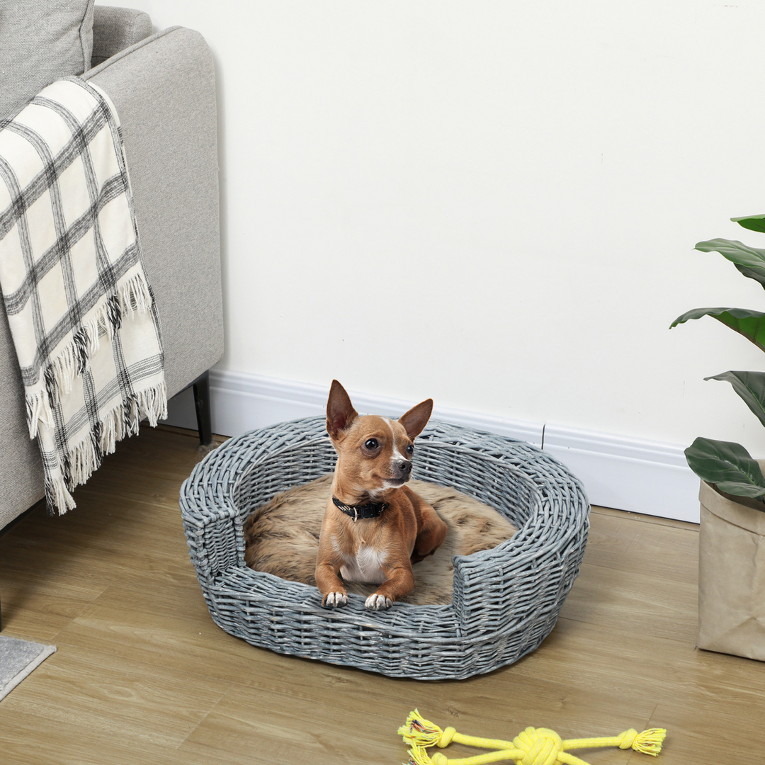 Luxurious Elevated Pet Bed: Stylish Wicker Sofa for Dogs & Cats with Plush Cushion
