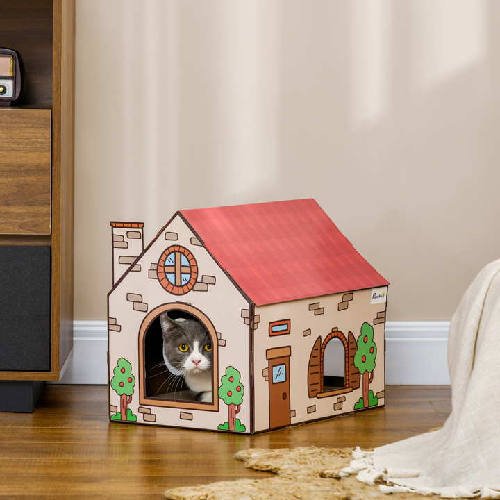 PawHut Eco-Friendly Cat House & Scratcher - Fun Retreat for Indoor Cats!