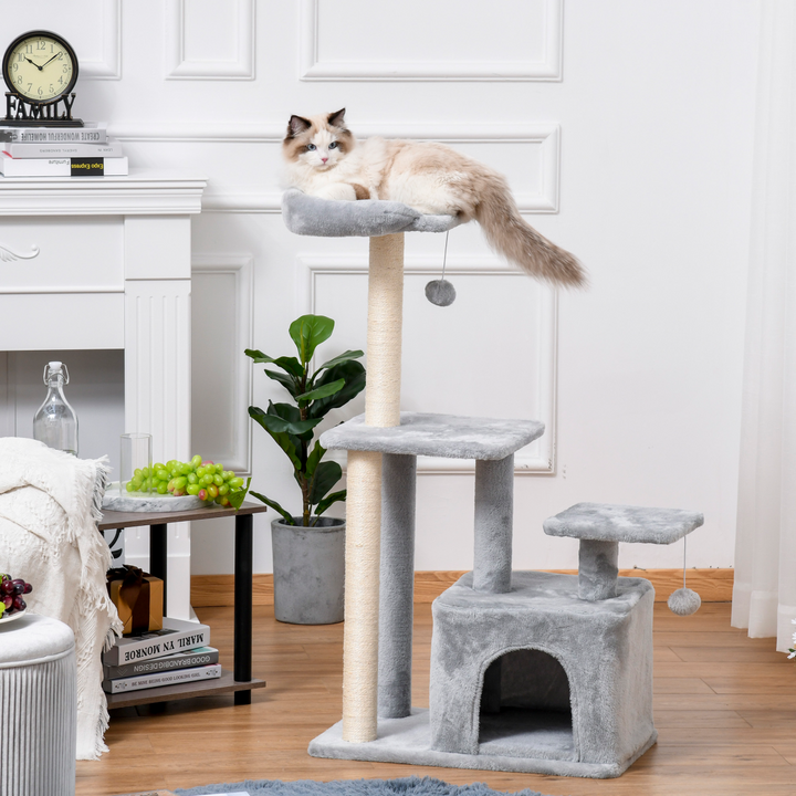 PawHut Deluxe Cat Tree Tower with Scratching Posts & Playful Hanging Balls