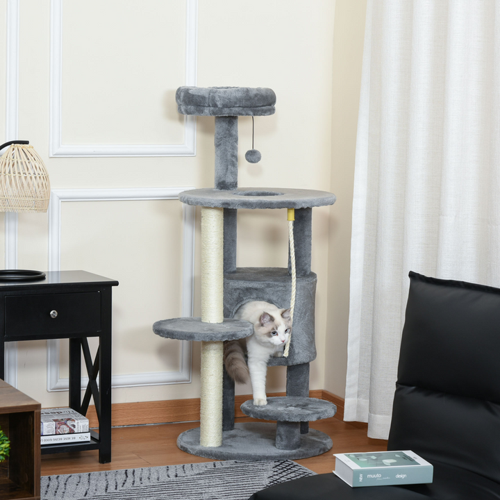 Deluxe Multi-Level Cat Tree with Scratching Posts & Fun Hanging Toys