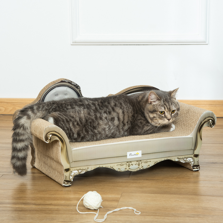 Luxury Cat Scratching Bed with Catnip - Modern PawHut Furniture in Brown