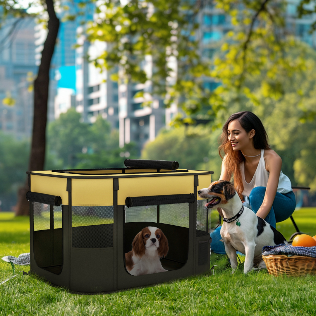 Portable PawHut Pet Pen for Puppies & Small Animals - Versatile & Foldable!