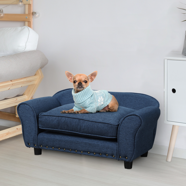 Luxury Blue Dog Sofa Bed - Cozy Chair for X-Small & Small Dogs Up to 5kg