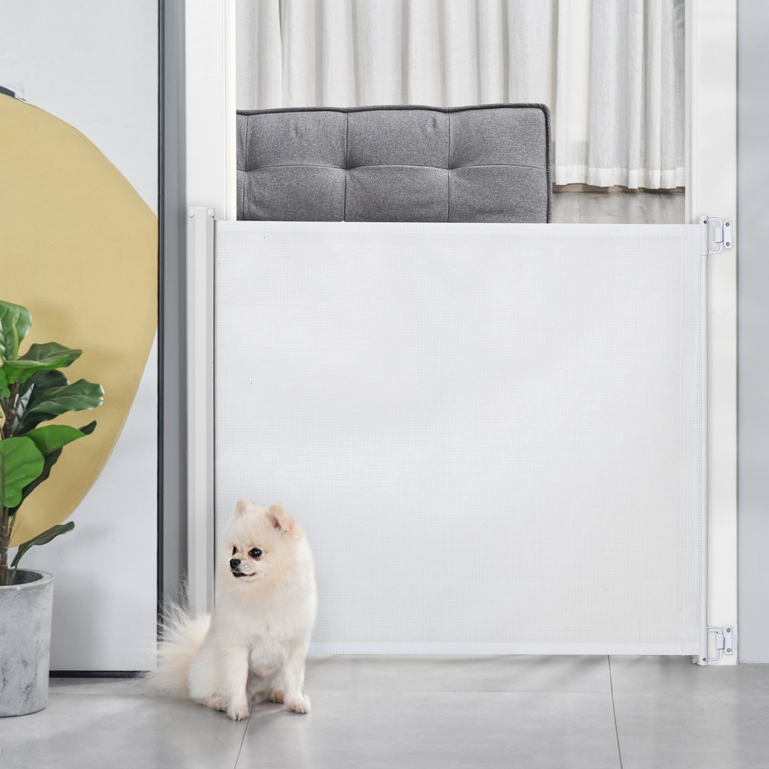 SecurePet Retractable Safety Gate - Versatile Folding Barrier - White