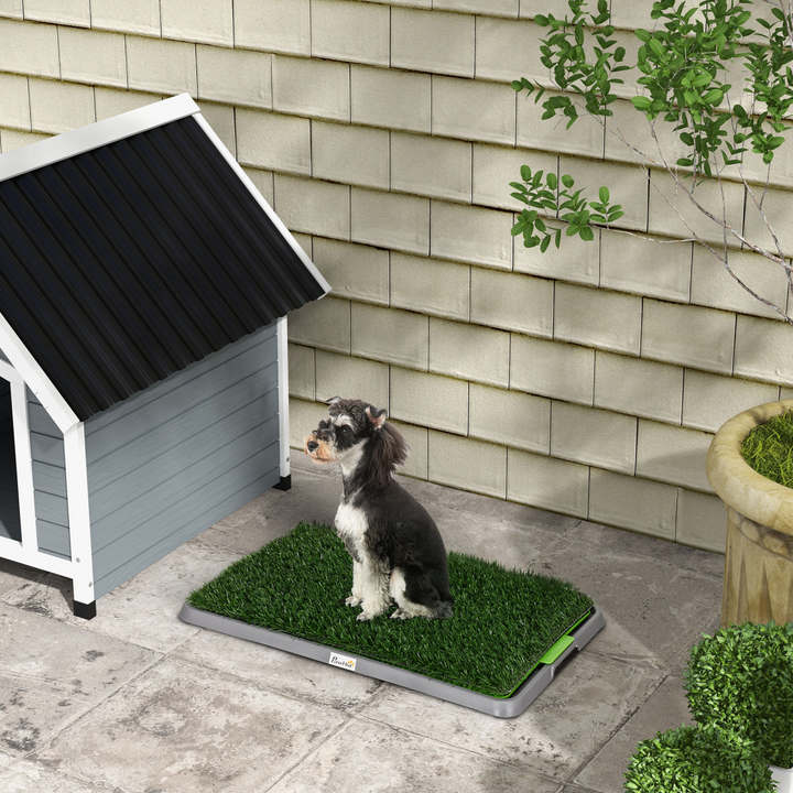 PawHut Indoor/Outdoor Dog Potty with 2 Grass Pads - Easy Clean & Perfect Size!