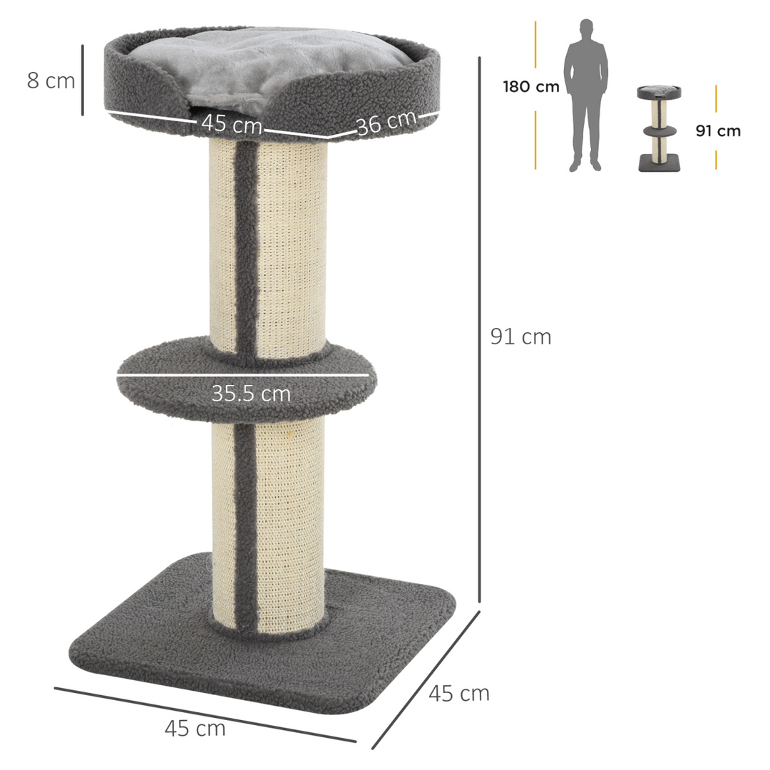 Deluxe 91cm Cat Tree Tower - Cozy, Multi-Level Activity Center & Scratching Post