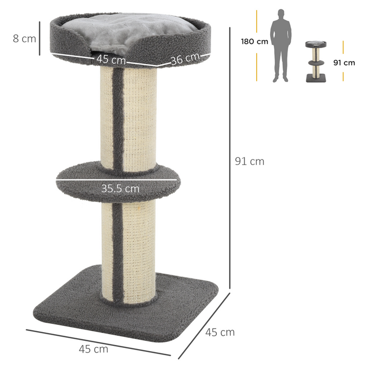 Deluxe 91cm Cat Tree Tower - Cozy, Multi-Level Activity Center & Scratching Post