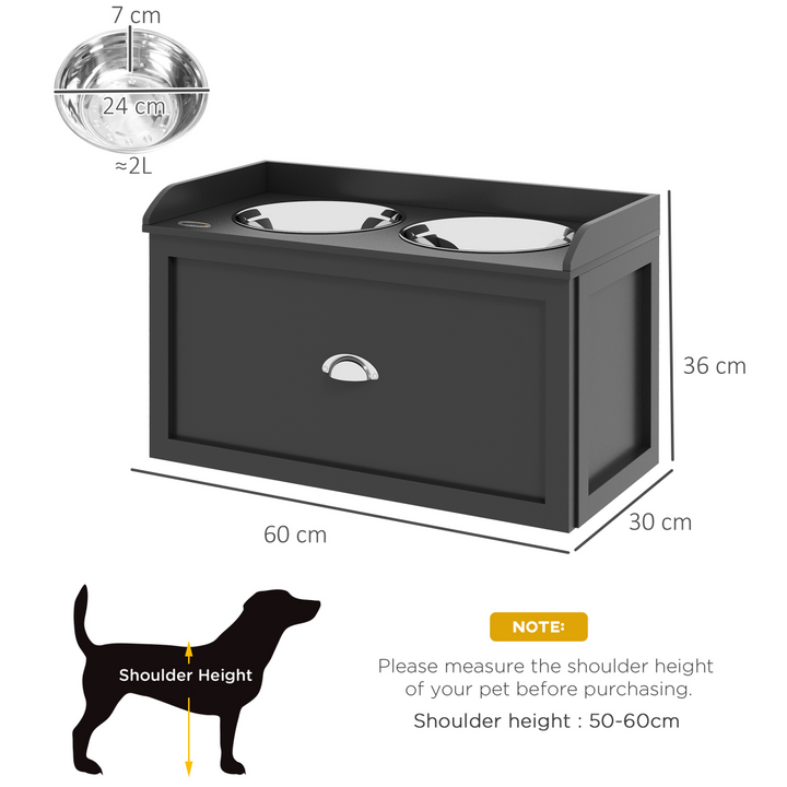 PawHut Elevated Stainless Steel Dog Bowl with Hidden 21L Storage for Comfort