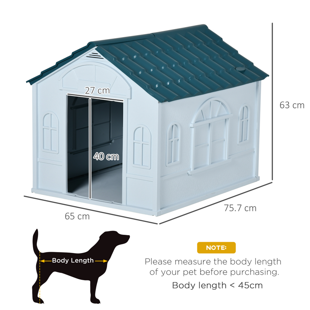 PawHut Weather-Resistant Dog House - Spacious Puppy Shelter for Medium Dogs