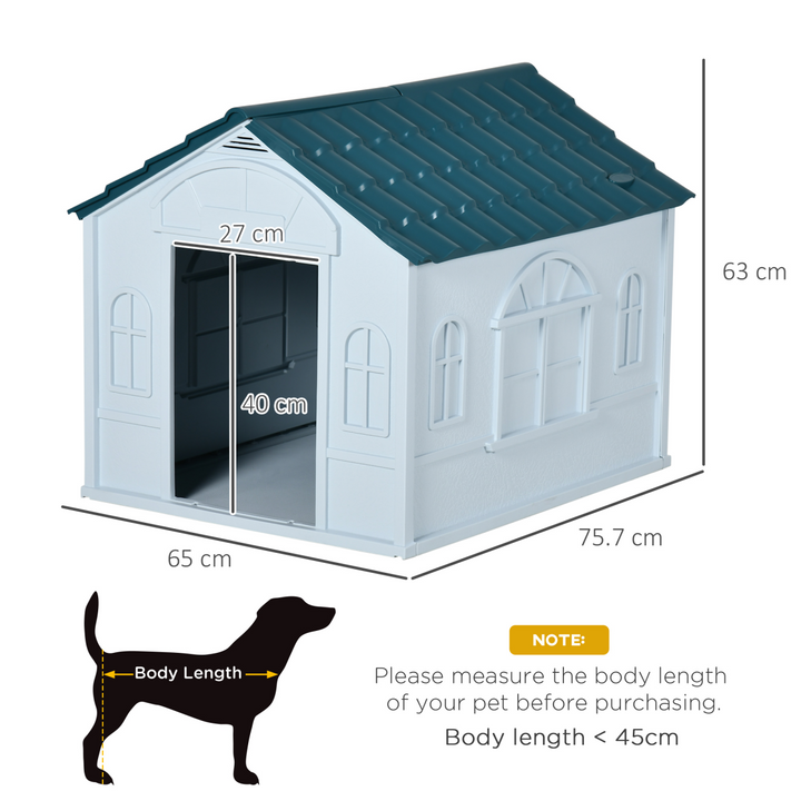 PawHut Weather-Resistant Dog House - Spacious Puppy Shelter for Medium Dogs