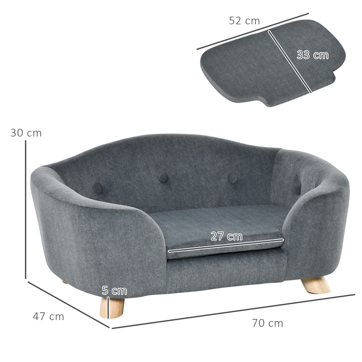 Cozy Grey Pet Sofa for Small Dogs - Plush, Washable, Stylish & Durable