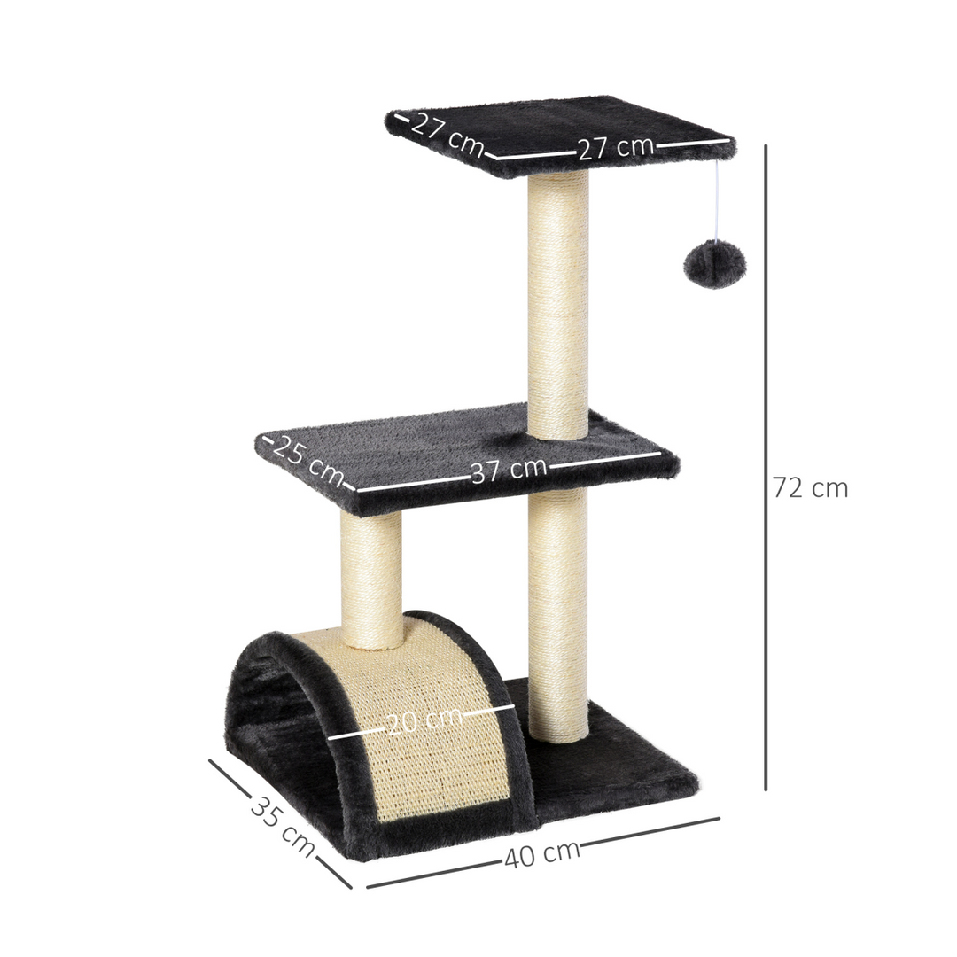 Ultimate Cat Tree with Scratching Posts & Hanging Ball - Grey Pawhut