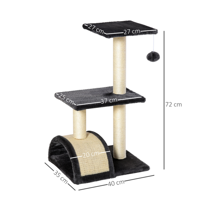 Ultimate Cat Tree with Scratching Posts & Hanging Ball - Grey Pawhut