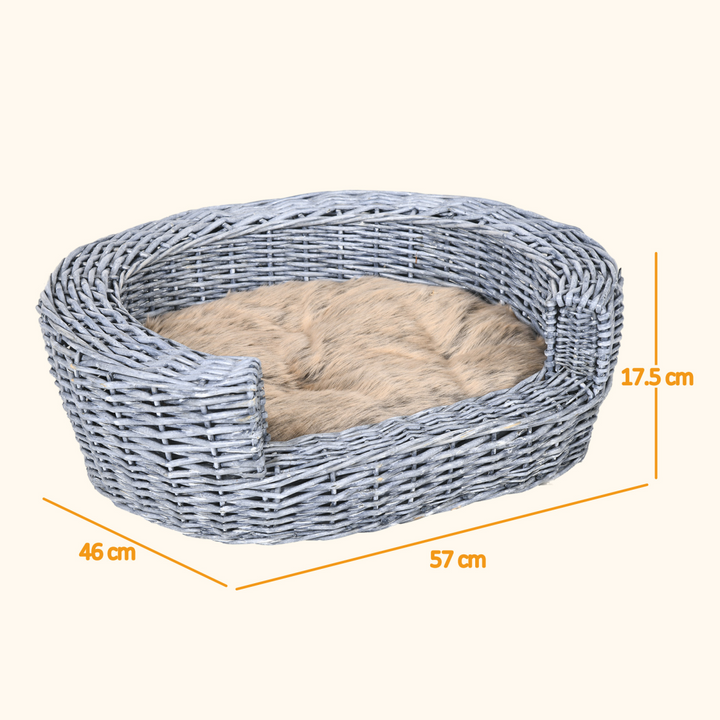 Luxurious Elevated Pet Bed: Stylish Wicker Sofa for Dogs & Cats with Plush Cushion