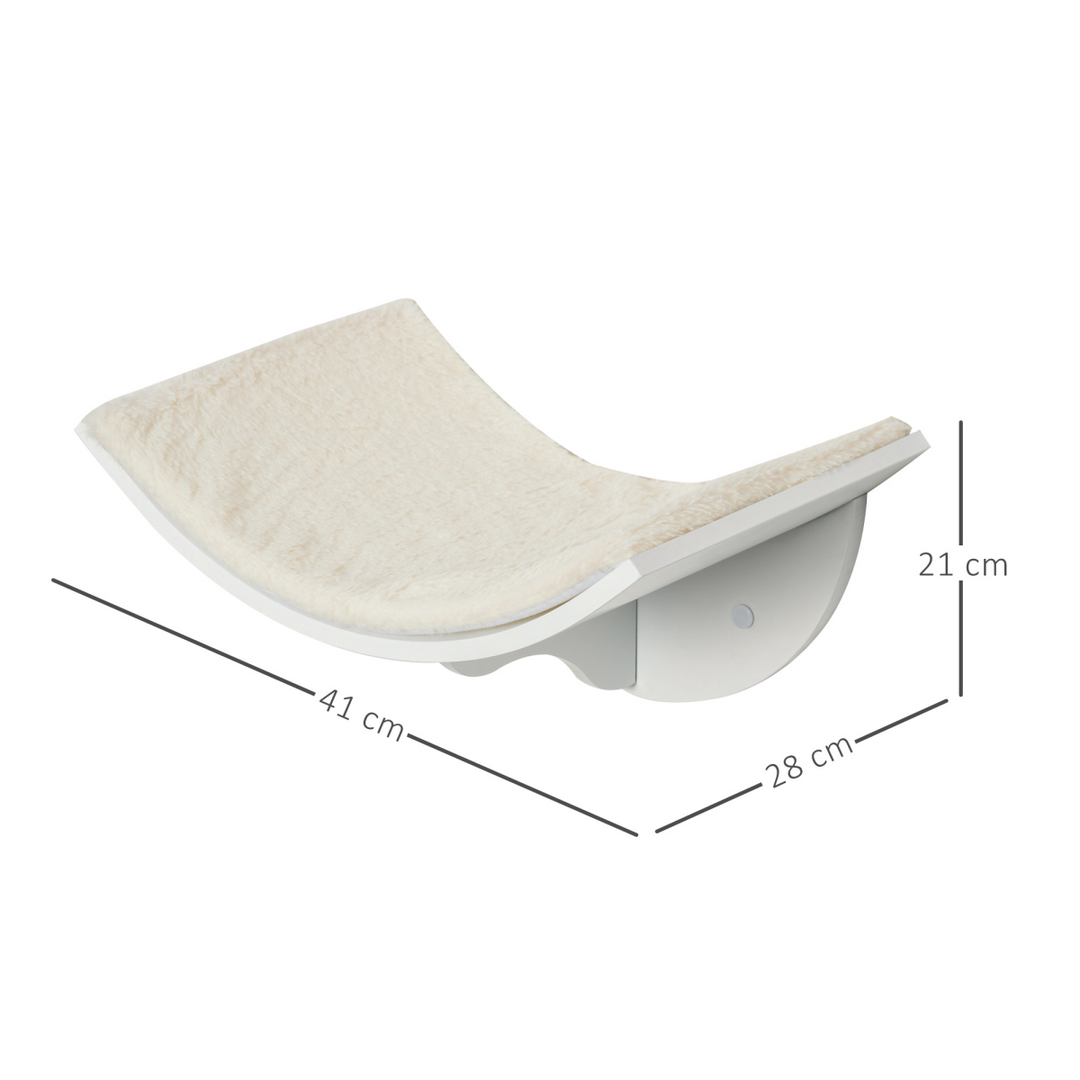 Wood Cat Shelf Shelter Kitten Bed Curved Climber Wall-Mounted Berber Fleece
