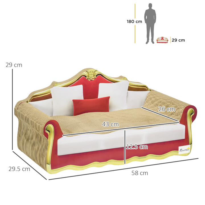 PawHut Cat Scratching Lounge: Stylish Cardboard Sofa with Catnip, 58x29cm