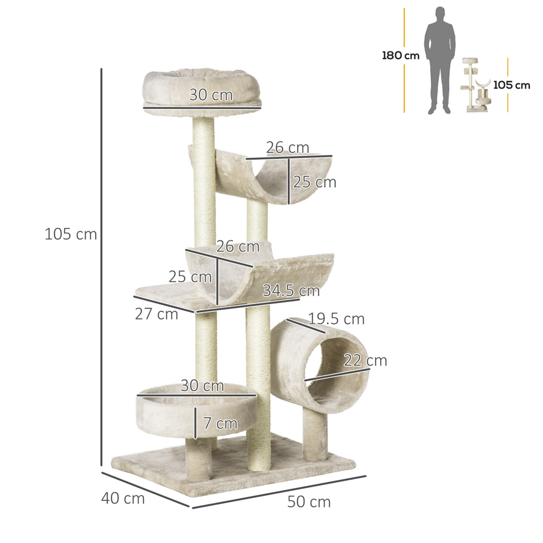Ultimate Cat Oasis: Multi-Level Scratching Post & Play Tower in Beige