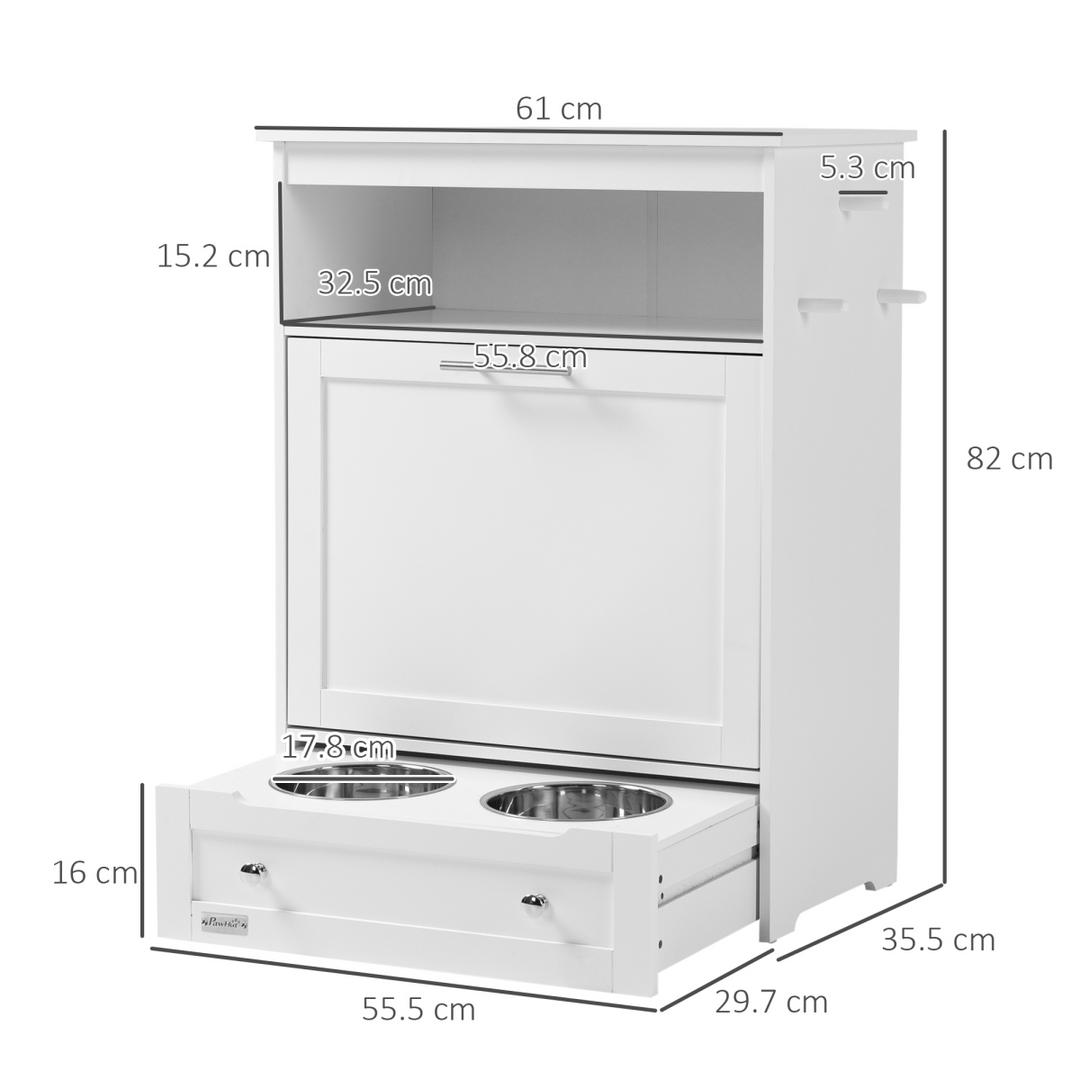 PawHut Pet Feeder Station: Stylish Storage & Feeding Solution for Dogs & Cats