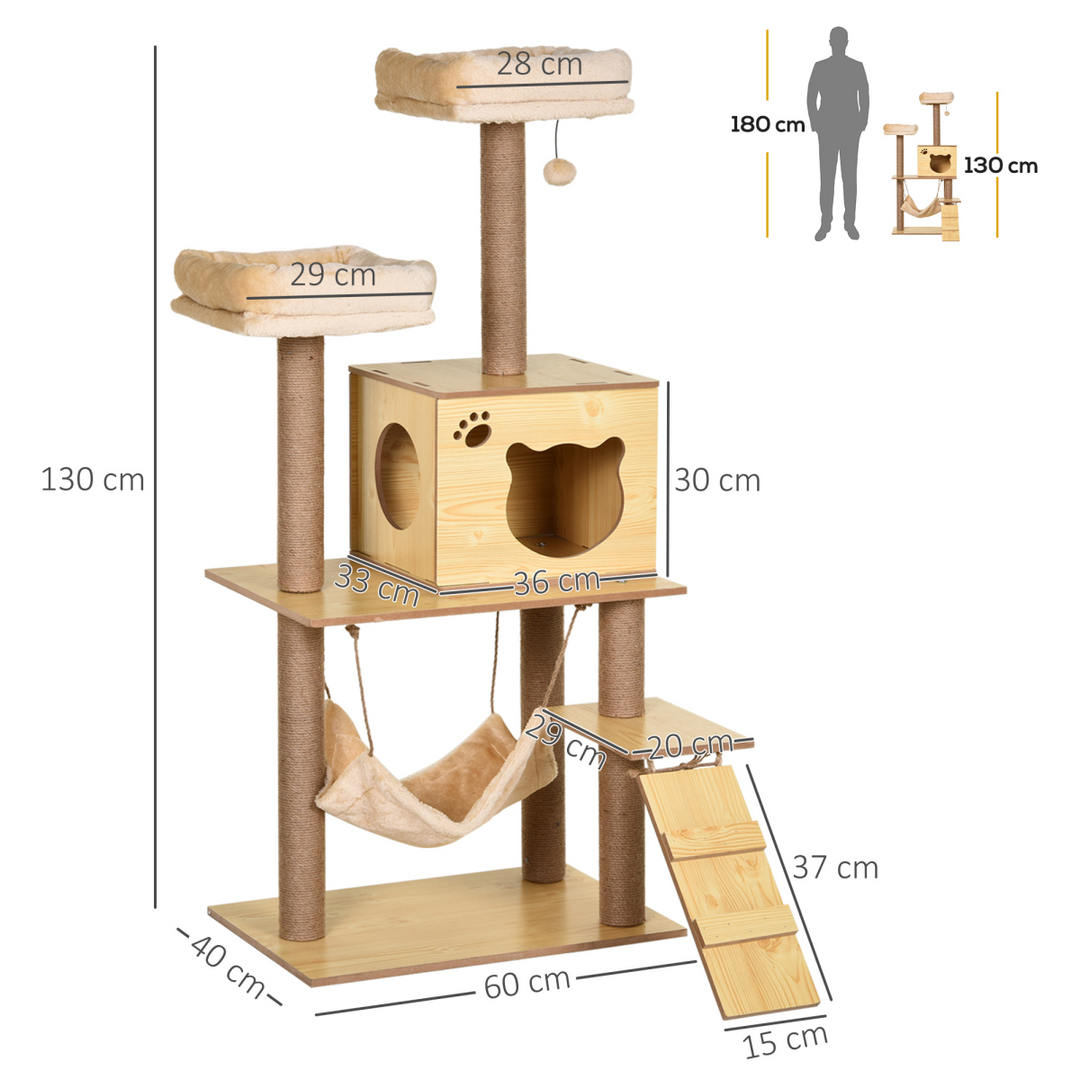 Ultimate 130cm Multi-Level Plush Cat Tree Tower for Indoor Cats