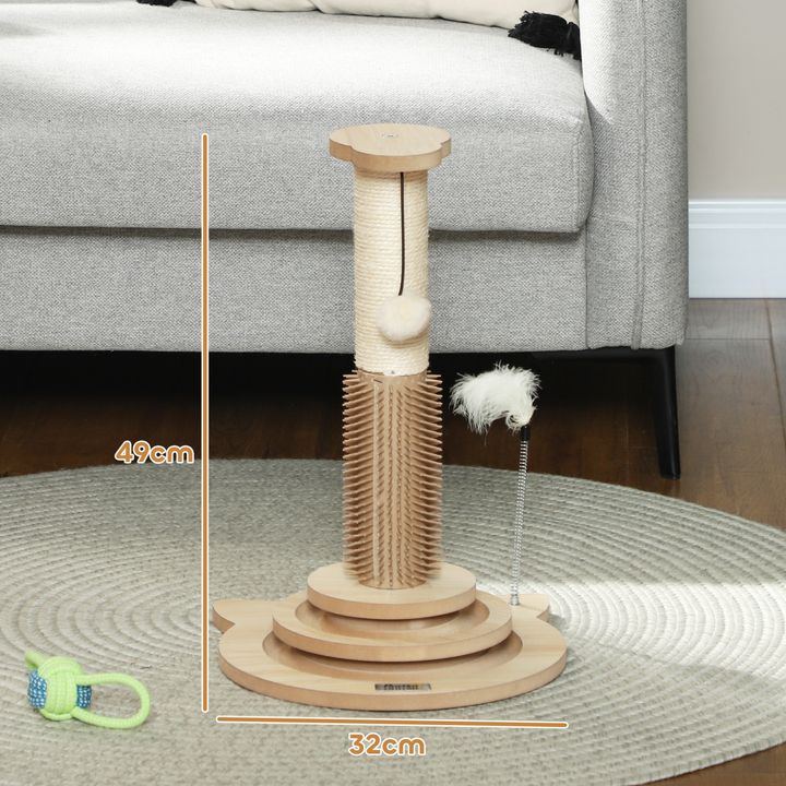 PawHut 49cm Cat Scratching Post with Interactive Track Ball Toy for Indoor