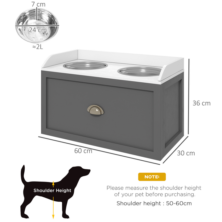 PawHut Elevated Dog Feeding Station with Storage - Comfort for Large Breeds