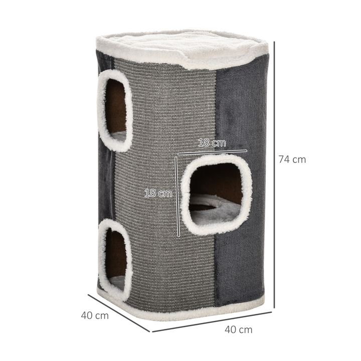 PawHut Cat Barrel Tower: Ultimate Scratching Hub & Cozy Retreat for Kittens