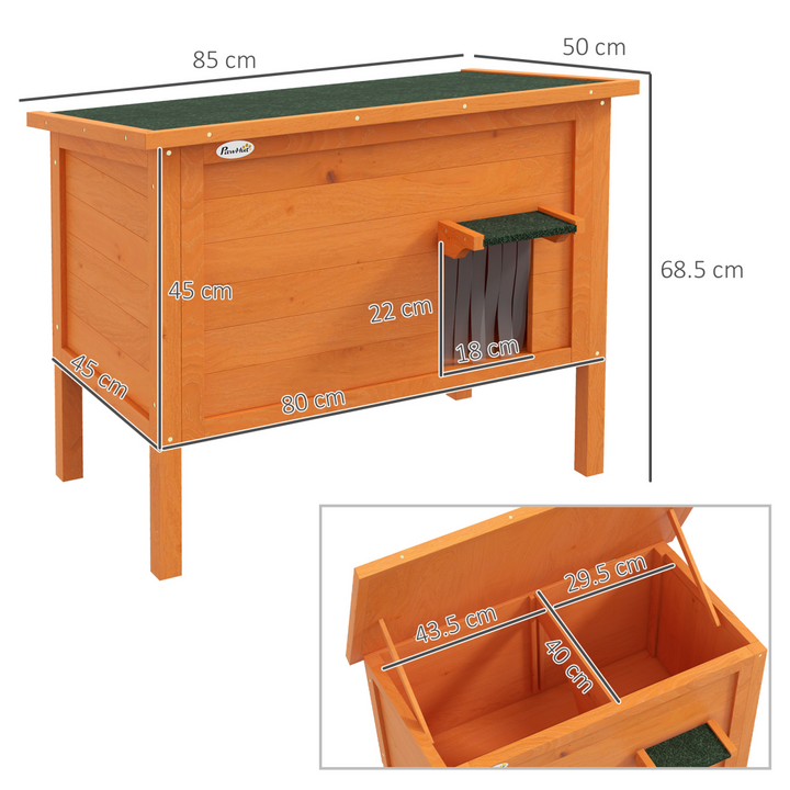 PawHut Insulated Outdoor Cat House with Openable Roof – Orange