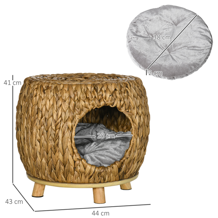 Chic Rattan Cat House Stool: Cozy Wicker Pet Bed & Stylish Seat Combo