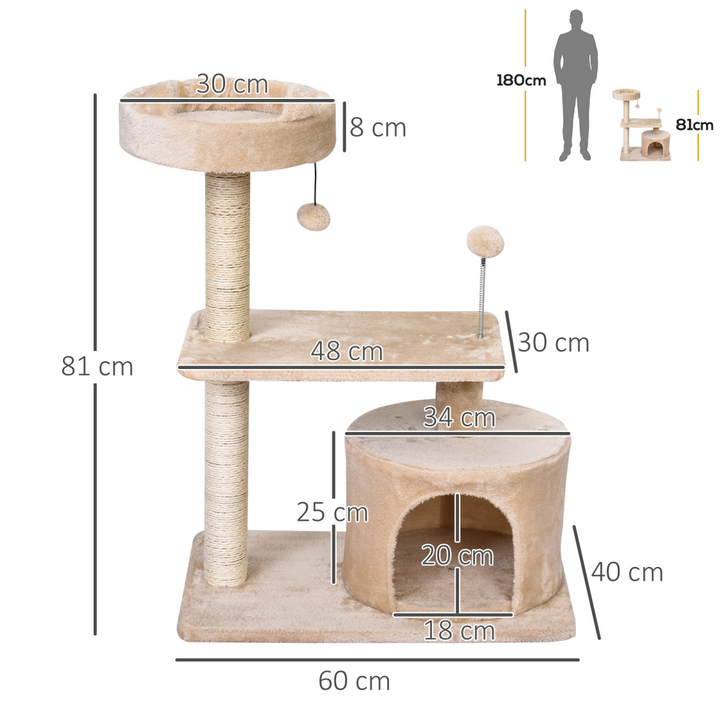 Deluxe 81cm Cat Tree Tower: Ultimate Playground & Cozy Hideaway for Cats!