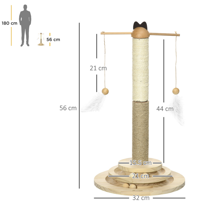 Deluxe 56cm Cat Tree with Interactive Turntable Toy & Durable Scratching Post