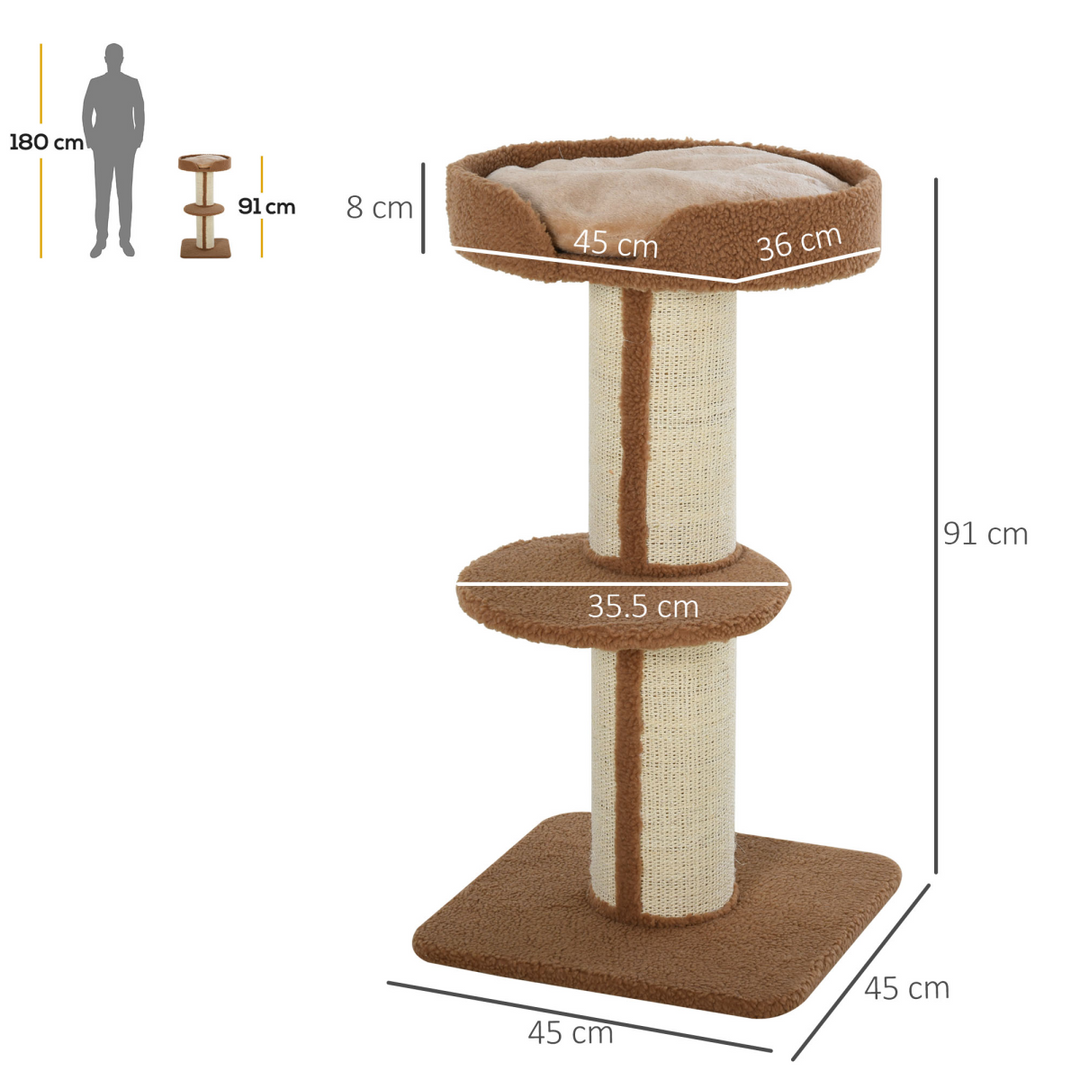 Ultimate 91cm Cat Tree: Plush Perch, Scratching Post & Cozy Hideaway