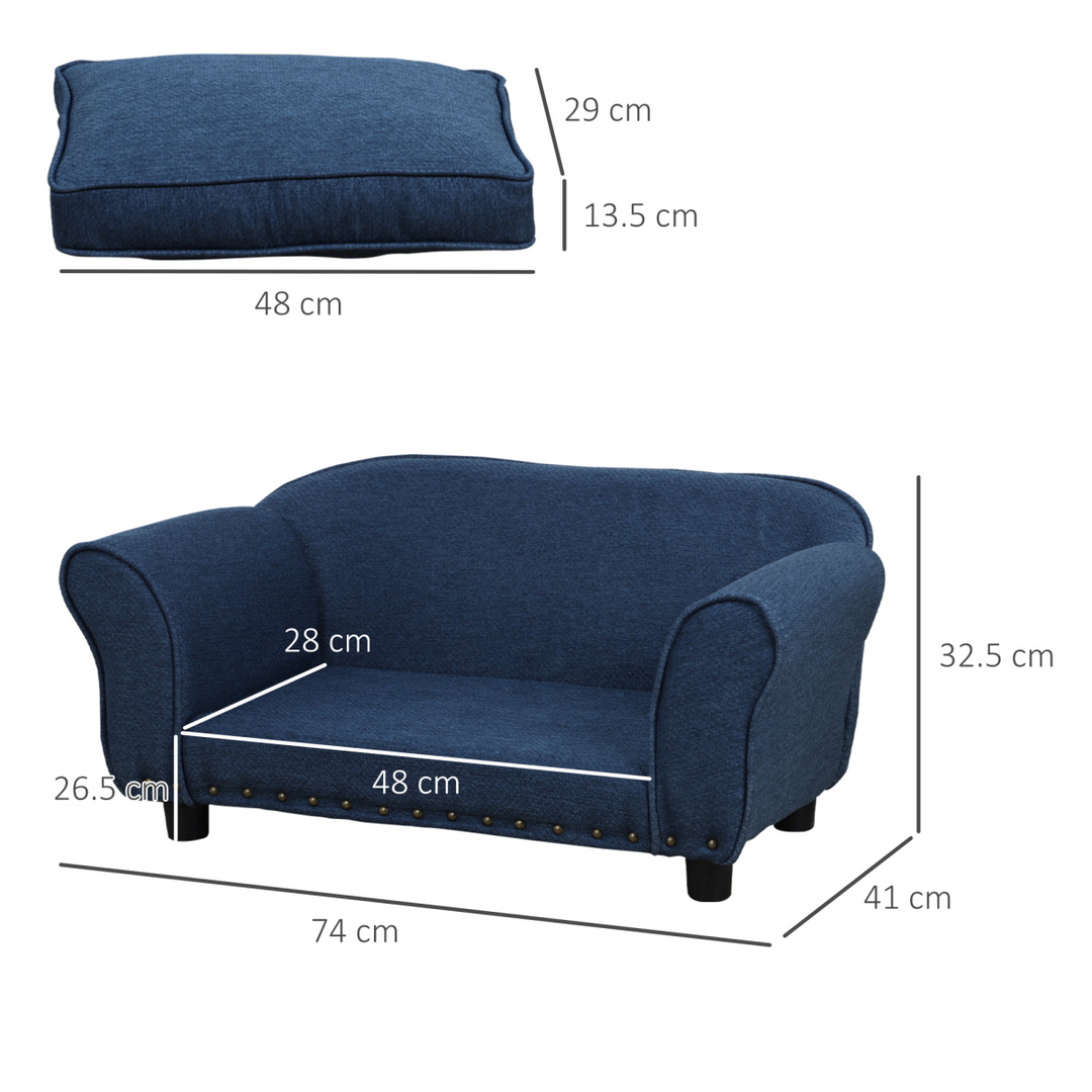 Luxury Blue Dog Sofa Bed - Cozy Chair for X-Small & Small Dogs Up to 5kg