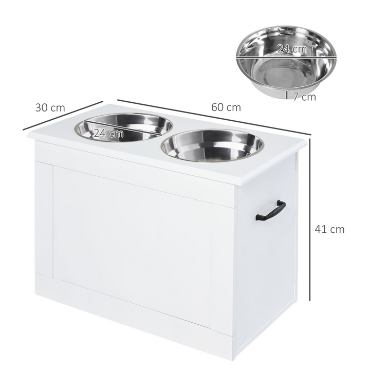 Raised Dog Bowls w/ Storage Function Stainless Steel Bowl Elevated Base Pawhut