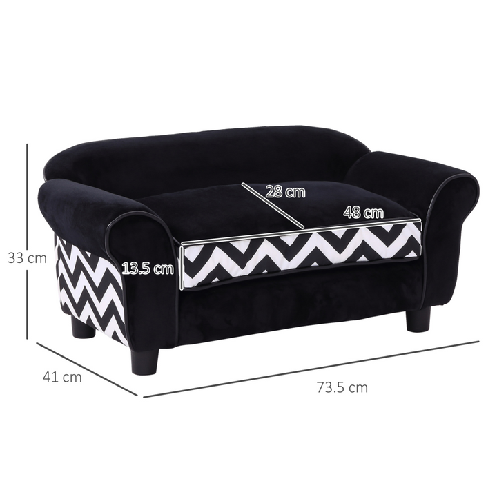 Cozy Black Pet Sofa: Removable Cushion for XS Dogs & Cats - Ultimate Comfort!