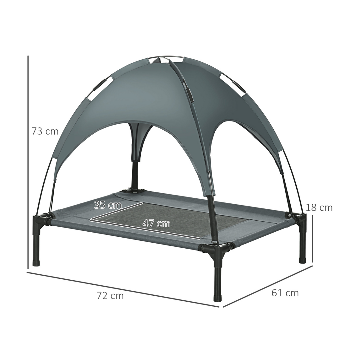 Cozy Elevated Dog Bed with Canopy - Cool & Comfy PawHut Pet Cot, Grey