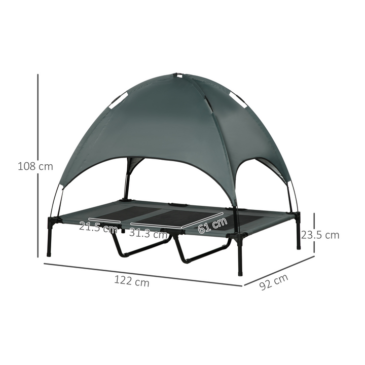 122 cm Elevated Pet Bed Dog Cot Tent with Canopy Instant Shelter Outdoor Grey