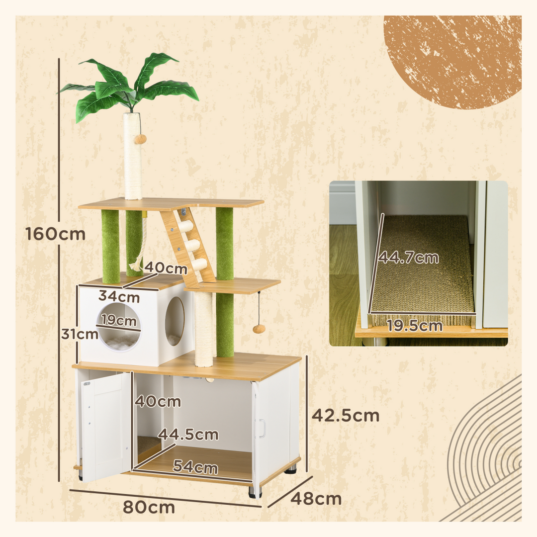 🌿 PawHut 2-in-1 Cat Tree & Hidden Litter Box – Stylish Indoor Oasis