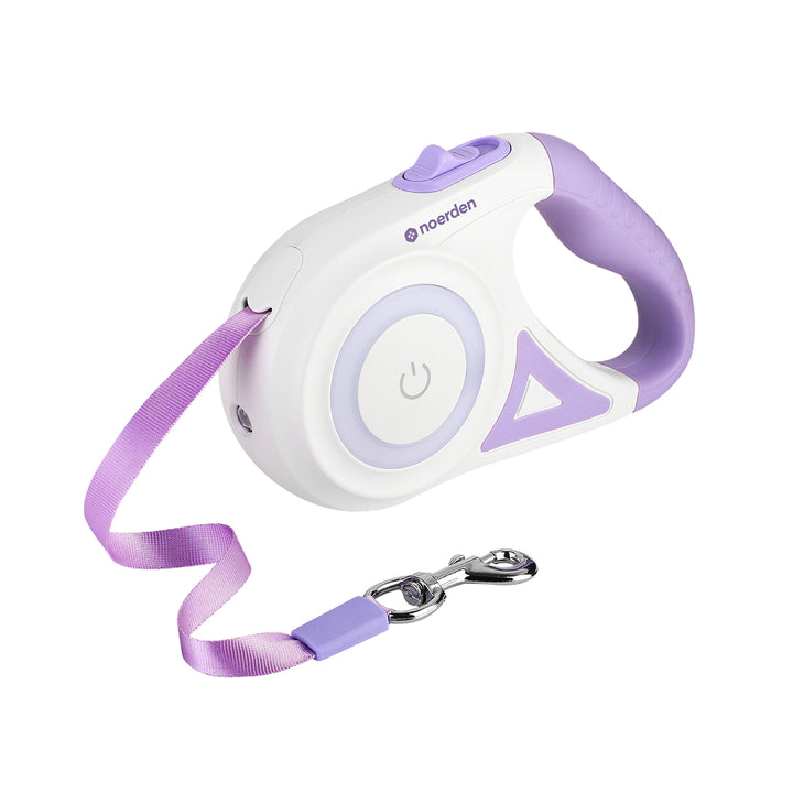 Flexi Leash LED Retractable Dog Lead (5m) with Touch-Control Lights | Purple