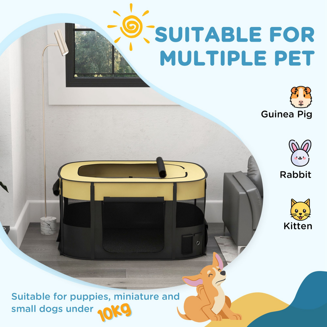 PawHut Portable Dog Pen for Puppies, Rabbits, Kittens, Guinea Pigs - Yellow